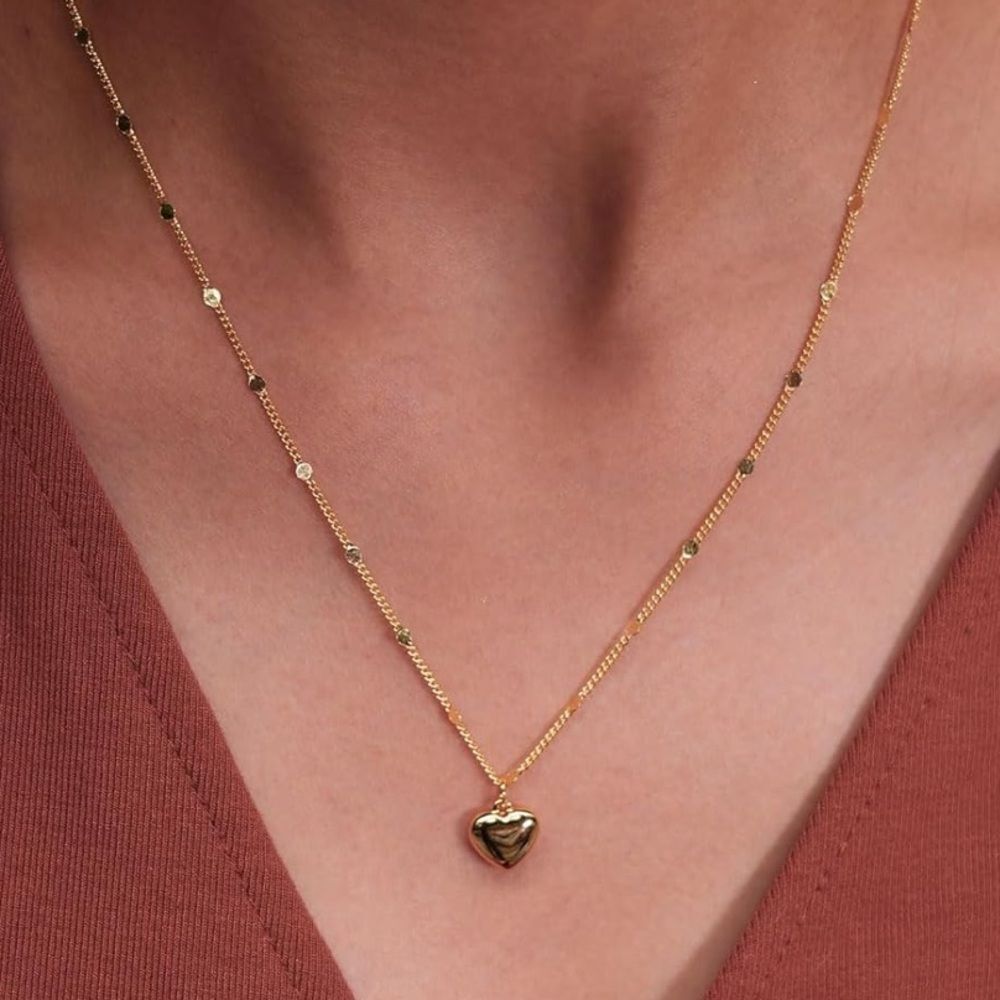 NEW 14K Gold Plated Gold Heart Pendant Necklace